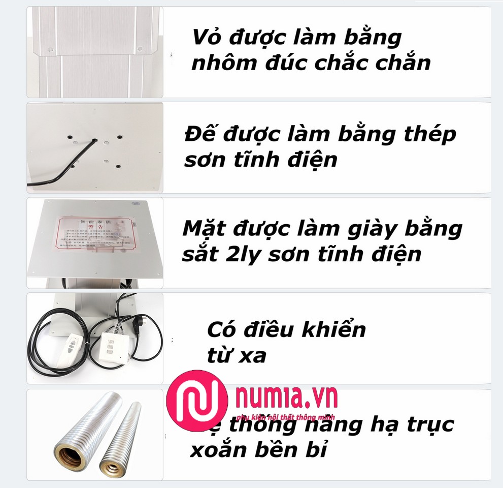 Phụ kiện nâng hạ mặt bàn tải trọng 50kg 80kg bằng điện